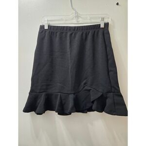 SHEIN Black Textured Ruffle Hem Mini Skirt Womens L 4042